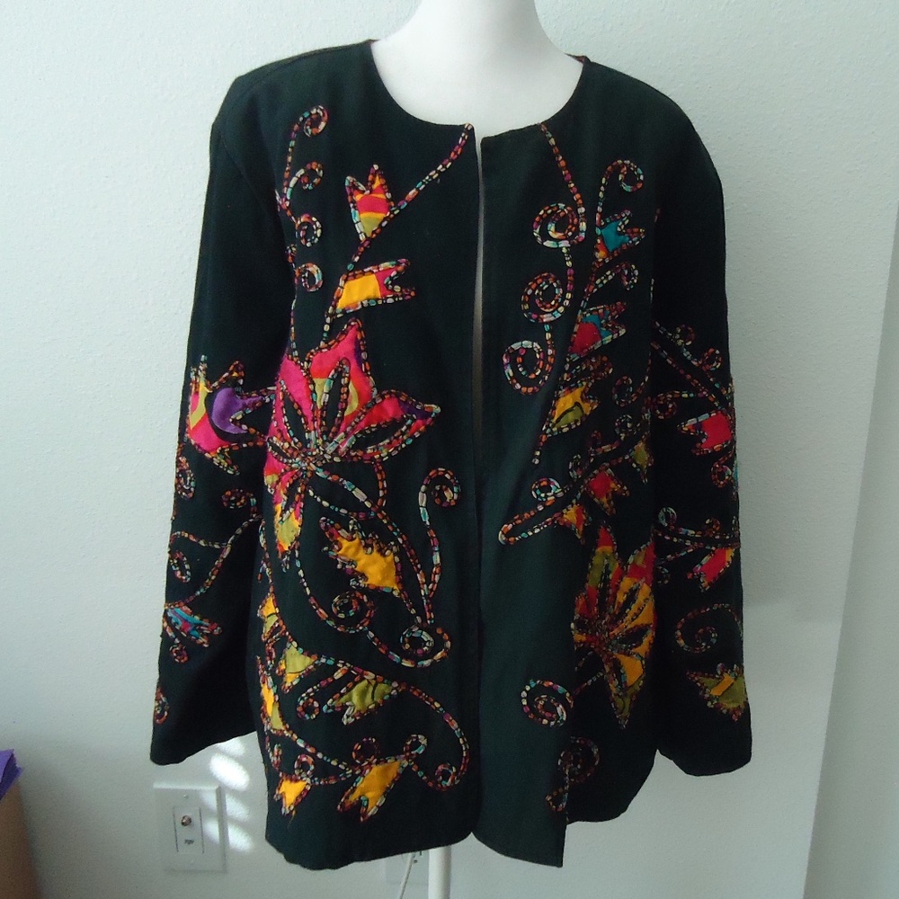 DRAPERS&DAMONS Women's Open Front Blazer 100% Cotton Size-1X